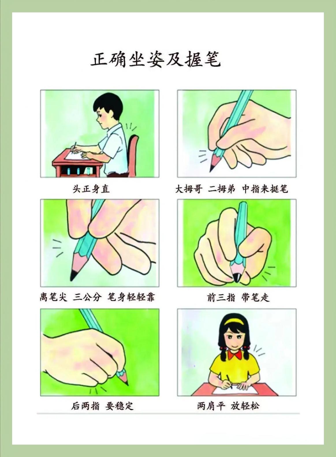 小学生正确的握笔姿势